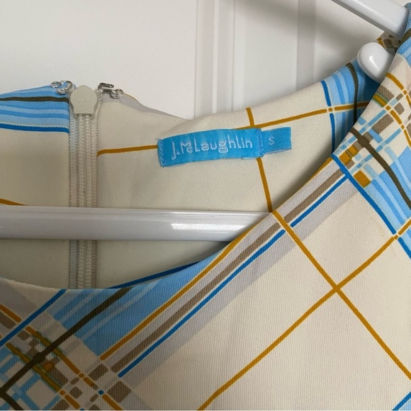 J McLaughlin Blue and Yellow Plaid Printed Sleeveless Dress Size Small - Picture 3 of 8